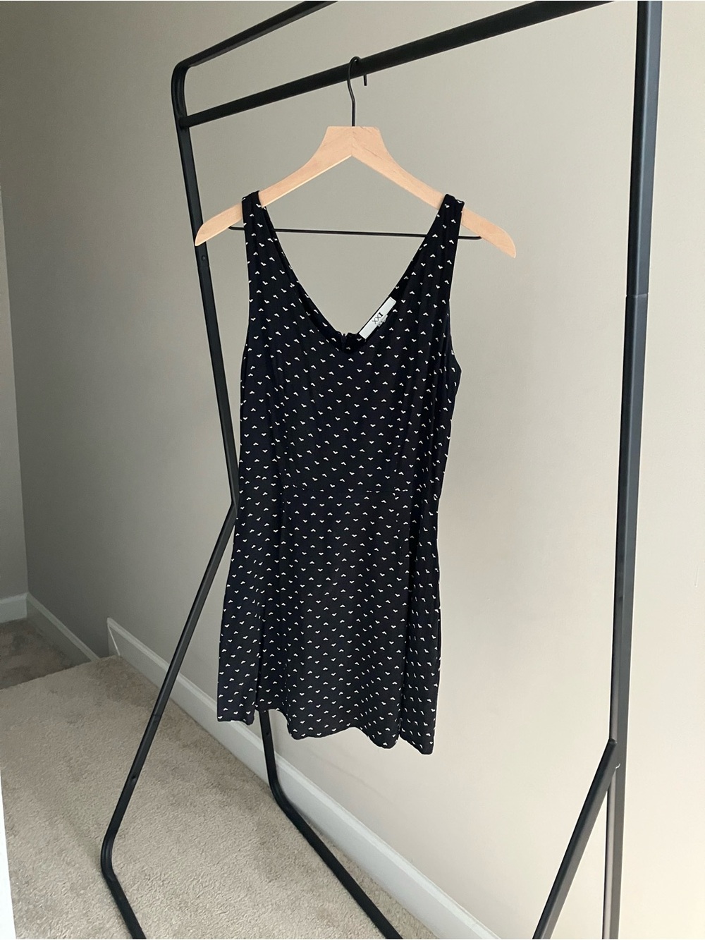 Forever 21 Black Mini Dress with Small White V/Heart Print